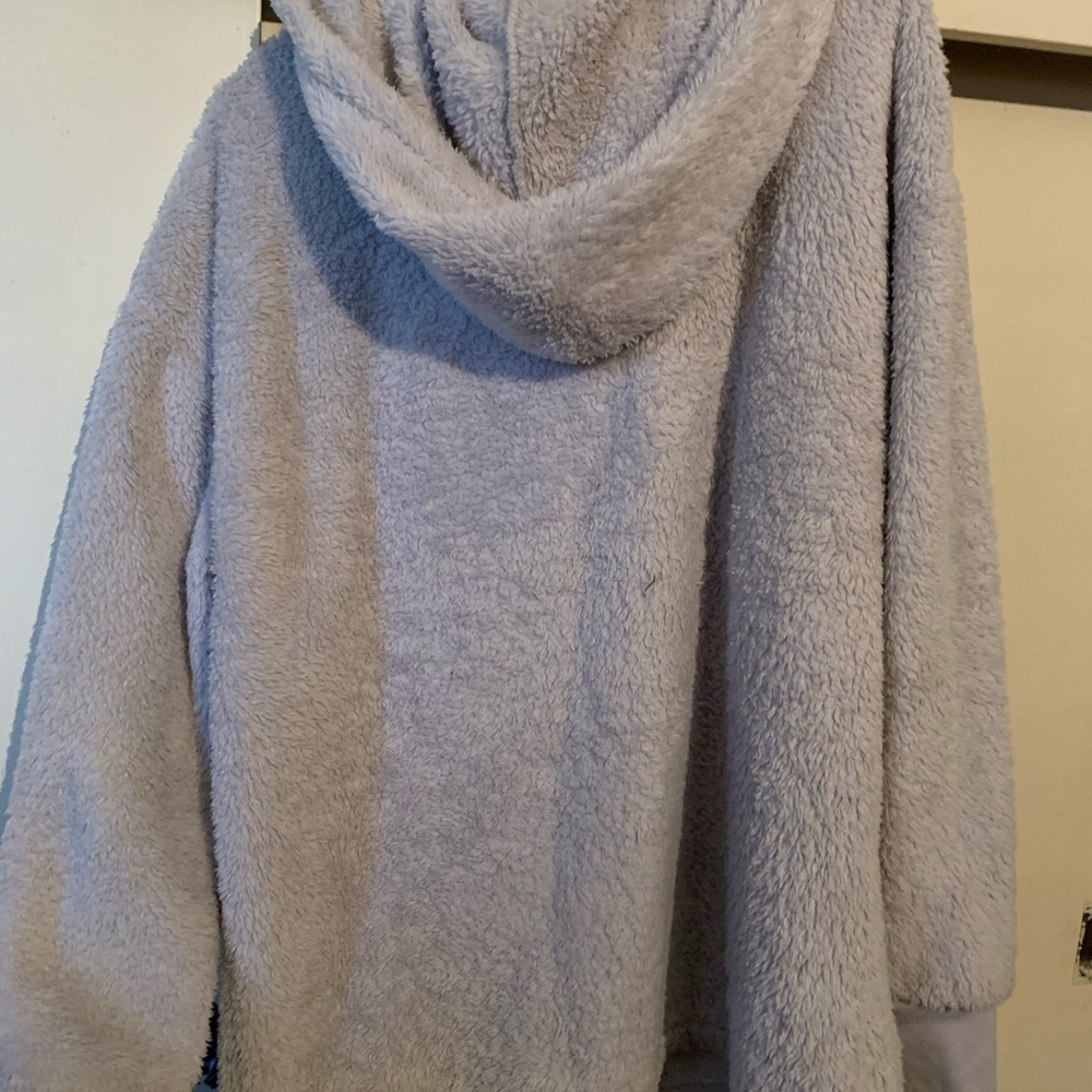 fuzzy grey sweater